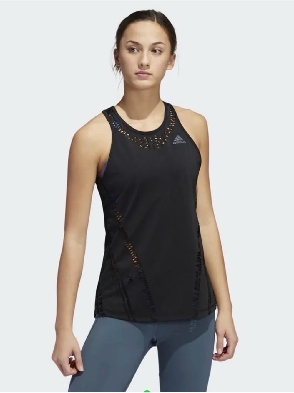 ADIDAS NWOT Black Laser-Cut Racerback Tank Top